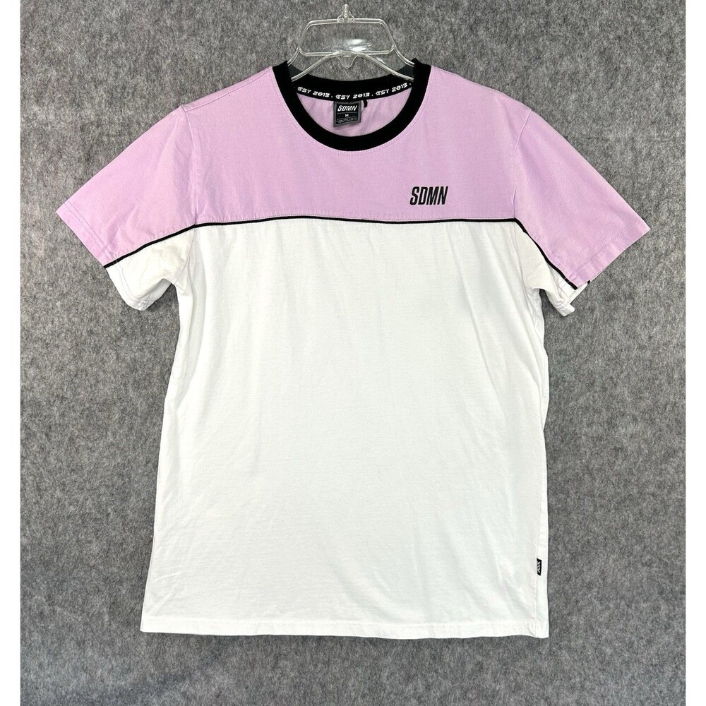 Sideman SDMN Two Tone Pink & White Short Sleeve T-Shirt Size Medium